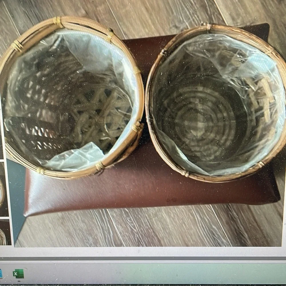 2 Natural Woven Baskets for plants and flowers
